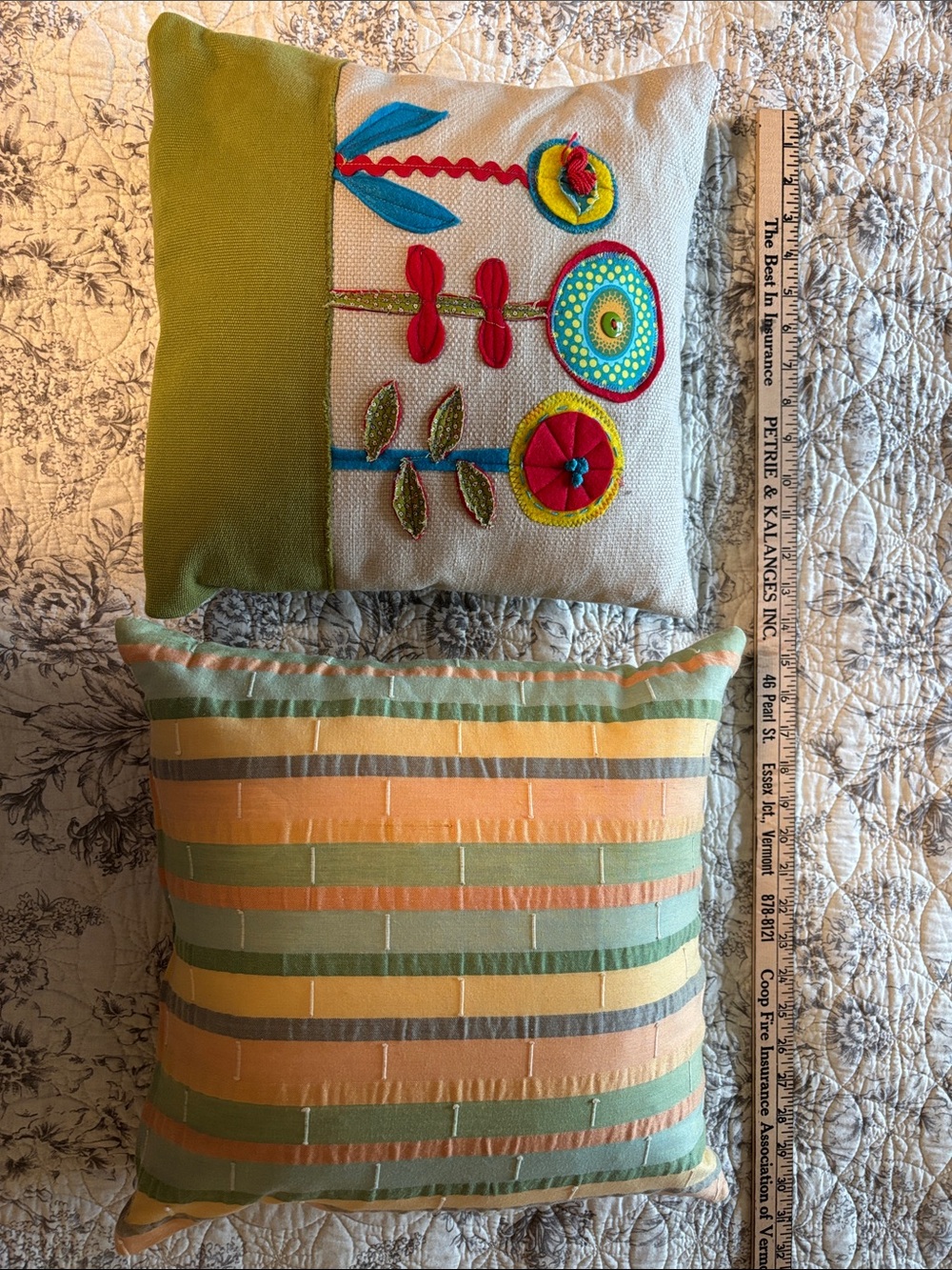 Pair of Colorful Decorative Throw Pillows - Yellow, Green, Teal